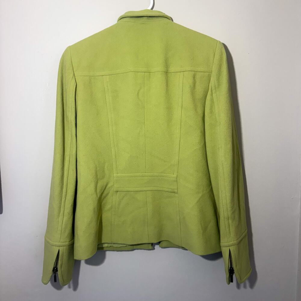 Tribal Vintage Chartreuse Wool Cashmere Blend Zip Up Jacket Size 4 - Picture 2 of 10